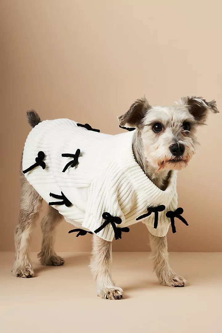 Black Bow-3D Motif Pet Sweater