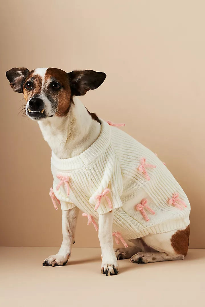 Pink Bow-3D Motif Pet Sweater