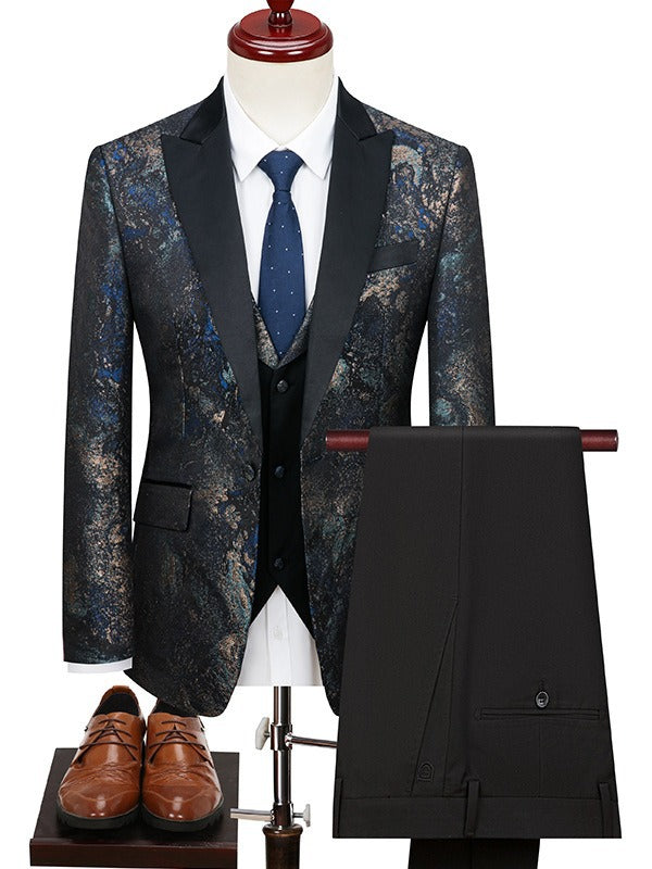 Fantasy Jacquard 3-Piece Men's Suit Tuxedo