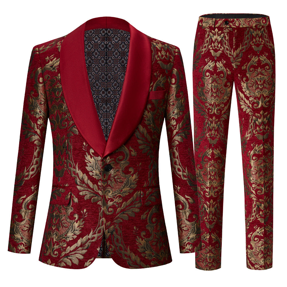 Mens Jacquard Tuxedo Suit 2 Piece Set