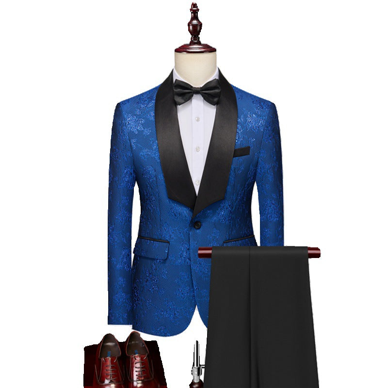 Jacquard Embroidered Men 2-Piece Tuxedo Suit