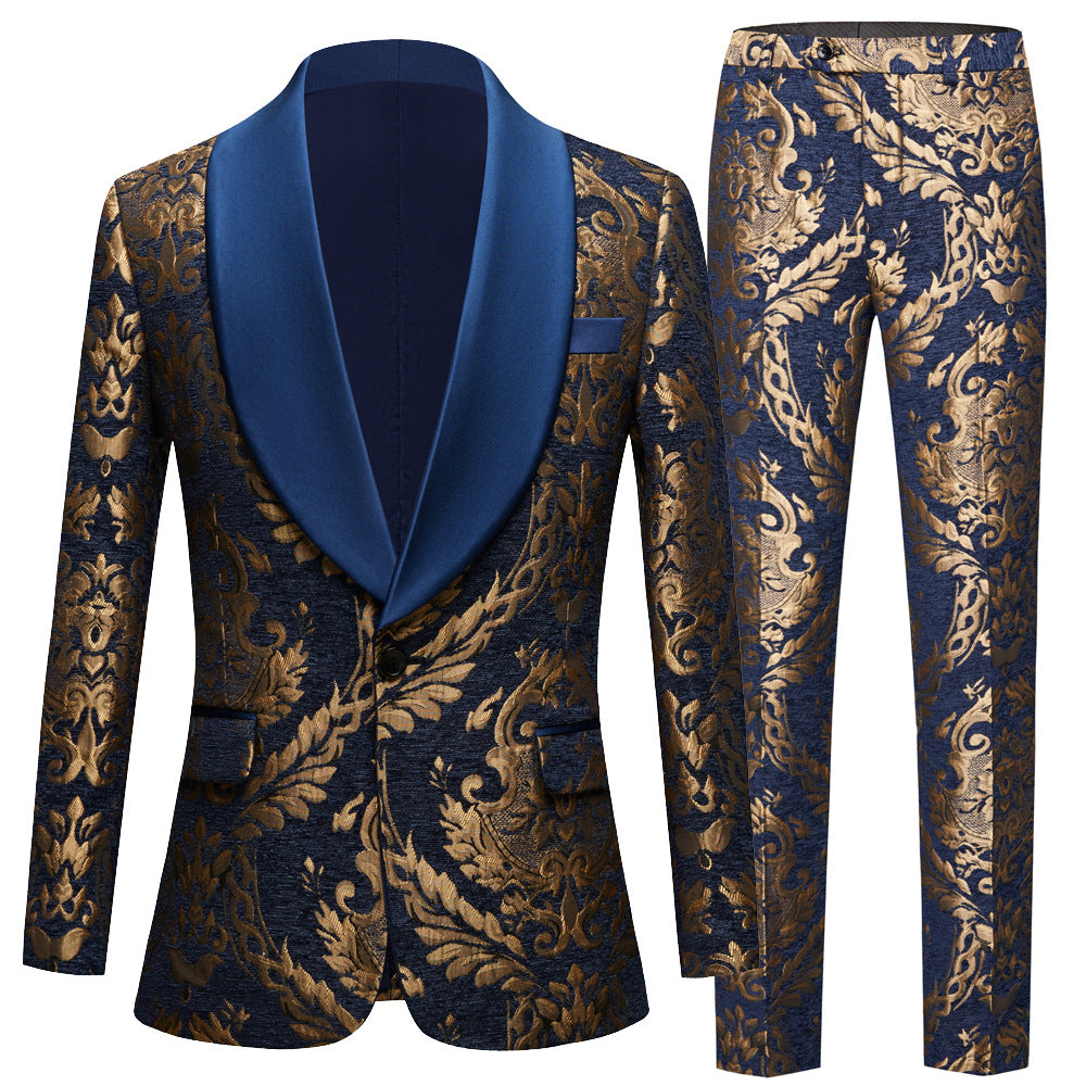 Mens Jacquard Tuxedo Suit 2 Piece Set